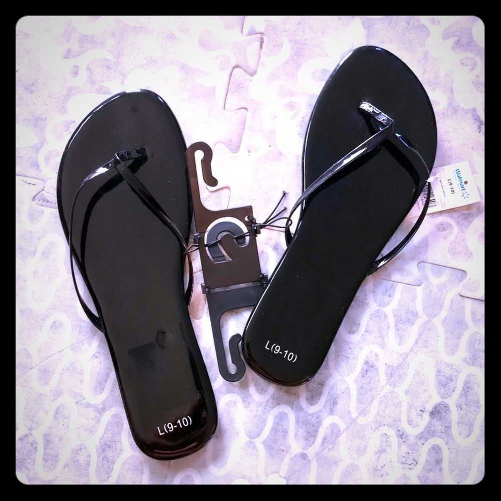 🛍3 for $15 - NEW Pearlescent thong sandals black